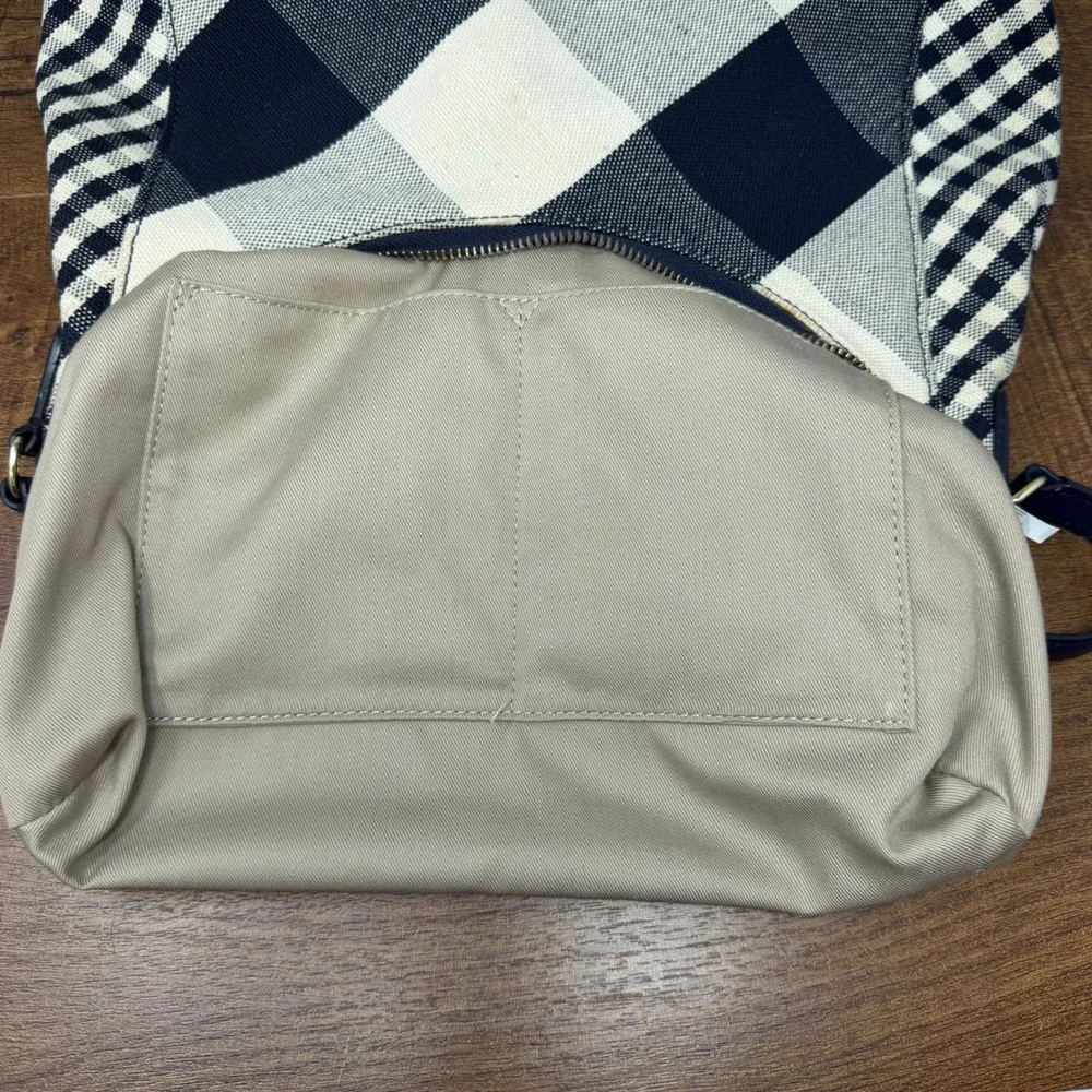 Talbots Navy & Cream Gingham Hobo Shoulder Bag